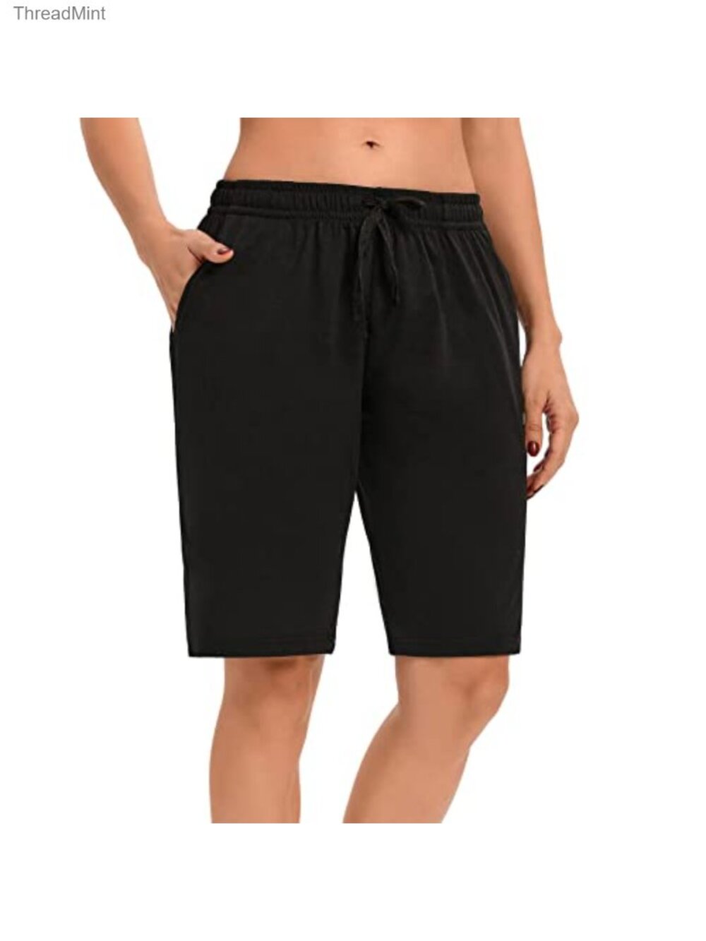 Women's Drawstring Bermuda Shorts with Pockets 10" Inseam Athletic